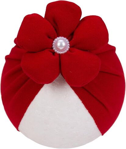 KIDOCHEESE Baby Turban Hats Baby Girl Flower Cap Hats Knot Soft Cute Beanie for Newborn Infant Toddlers Kids in Kuwait