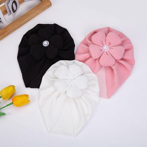 KIDOCHEESE الطفل عمامة القبعات طفلة زهرة قبعة القبعات عقدة لينة لطيف قبعة صغيرة للأطفال حديثي الولادة الرضع الصغار الاطفال in Kuwait