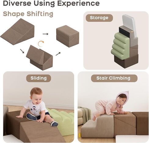 BanaSuper 6-Piece Kids Climbing Foam Blocks Playset - Soft Indoor Activity Toys for Toddlers, Gross Motor Development and Coordination (Warm) in Kuwait
