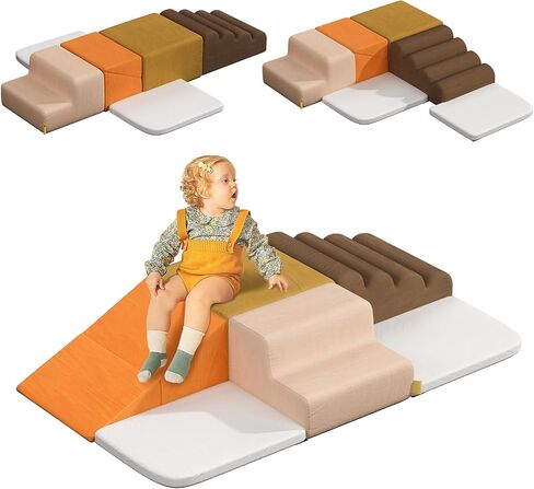 BanaSuper 6-Piece Kids Climbing Foam Blocks Playset - Soft Indoor Activity Toys for Toddlers, Gross Motor Development and Coordination (Warm) in Kuwait