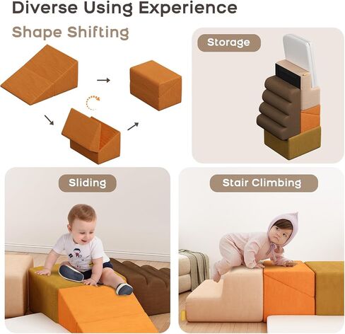 BanaSuper 6-Piece Kids Climbing Foam Blocks Playset - Soft Indoor Activity Toys for Toddlers, Gross Motor Development and Coordination (Warm) in Kuwait
