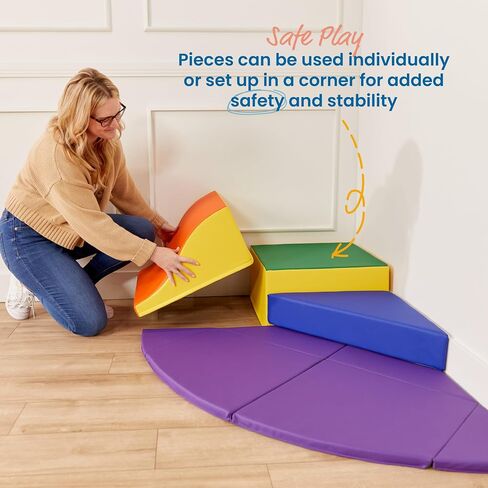 ECR4Kids SoftZone Adventurer's Summit Slide, Corner Climber, Assorted, 4-Piece in Saudi Arabia