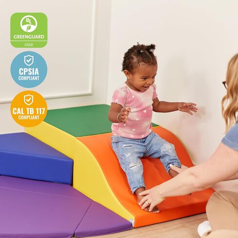 ECR4Kids SoftZone Adventurer's Summit Slide, Corner Climber, Assorted, 4-Piece in Saudi Arabia