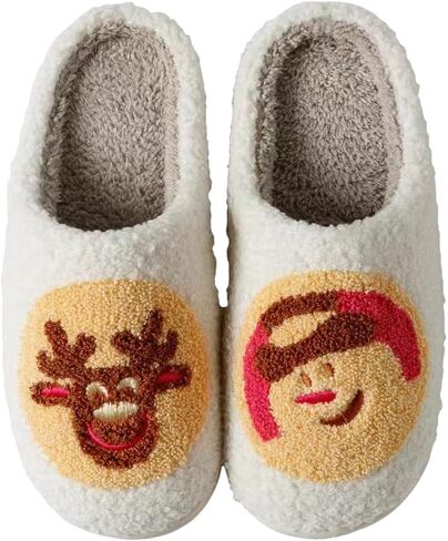 Christmas Slippers for Women Men Cute Cartoon Winter Plush Furry Funny Slippers Comfy Warm House Shoes in Saudi Arabia