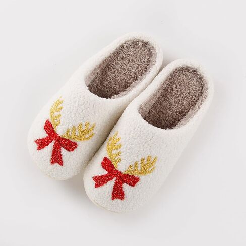 Christmas Slippers for Women Men Cute Cartoon Winter Plush Furry Funny Slippers Comfy Warm House Shoes in Saudi Arabia