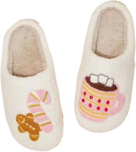 Christmas Slippers for Women Men Cute Cartoon Winter Plush Furry Funny Slippers Comfy Warm House Shoes in Saudi Arabia