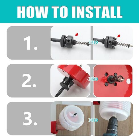 3 inch / 76mm Hole Saw with Dust Bowl HSS Bi-Metal Hole Drilling Cutter for Wood Boards Plastic and Thin Metal (3 inch / 76mm) in Kuwait