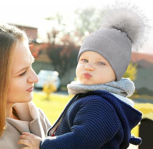 DANMY Baby Beanie Hat, Infant Toddler Warm Cotton Hat with Pom,Unisex Baby Soft Cotton Hats Caps in Saudi Arabia