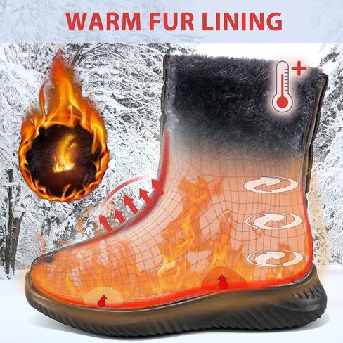 Alicegana Womens Snow Boots Winter Waterproof Warm Fur Lined Shoes Mid Calf Slip on Comfortable Booties Non Slip Boot for Women in Saudi Arabia