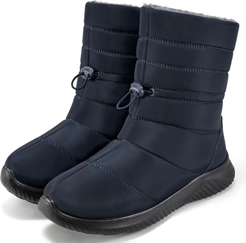 Alicegana Womens Snow Boots Winter Waterproof Warm Fur Lined Shoes Mid Calf Slip on Comfortable Booties Non Slip Boot for Women in Saudi Arabia