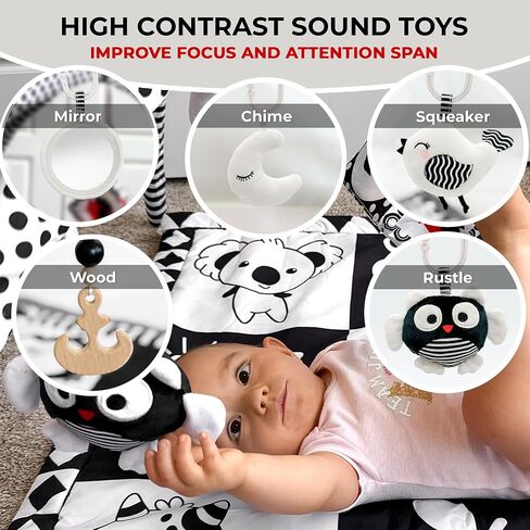 QUOKKA Vine Floor Square Playmat for Babies - Super Soft Black&White Play Mat for Kids Toddlers & Infants - Extra Thick Large Padded Non-Slip Nursery Rug in Contrast Colors - Foldable Playroom Mat in Saudi Arabia