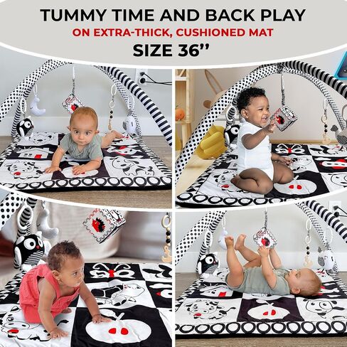 QUOKKA Vine Floor Square Playmat for Babies - Super Soft Black&White Play Mat for Kids Toddlers & Infants - Extra Thick Large Padded Non-Slip Nursery Rug in Contrast Colors - Foldable Playroom Mat in Saudi Arabia