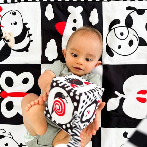 QUOKKA Vine Floor Square Playmat for Babies - Super Soft Black&White Play Mat for Kids Toddlers & Infants - Extra Thick Large Padded Non-Slip Nursery Rug in Contrast Colors - Foldable Playroom Mat in Saudi Arabia