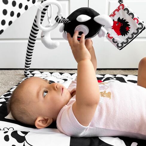 QUOKKA Vine Floor Square Playmat for Babies - Super Soft Black&White Play Mat for Kids Toddlers & Infants - Extra Thick Large Padded Non-Slip Nursery Rug in Contrast Colors - Foldable Playroom Mat in Saudi Arabia