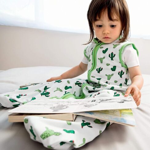 Little Fishkopp Organic Cotton Lightweight Baby Sleep Bag | Green Cactus | 1.0 Tog | 6-18 months in Saudi Arabia