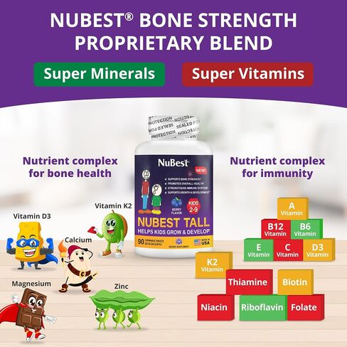 NuBest Fizzy - Bone Strength, Immunity, Digestive Health - Probiotic, Calcium, Magnesium from Red Marine Algae, Vitamin D3 K2, Zinc, Vitamins for Kids Age 4+ & Teens - 10 Orange Effervescent Tablets in Saudi Arabia