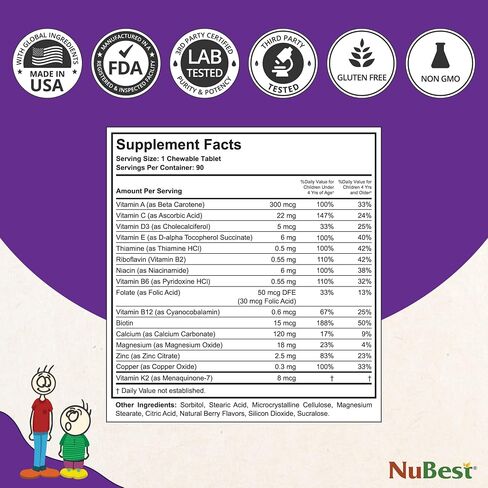 NuBest Fizzy - Bone Strength, Immunity, Digestive Health - Probiotic, Calcium, Magnesium from Red Marine Algae, Vitamin D3 K2, Zinc, Vitamins for Kids Age 4+ & Teens - 10 Orange Effervescent Tablets in Saudi Arabia