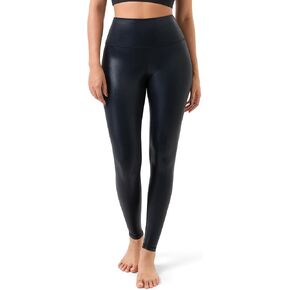 Colorfulkoala Women's High Waisted Matte Faux Leather Leggings Full Length Yoga Pants