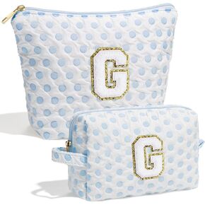 YOOLIFE Christmas Gifts for Women Teen Girls - Initial Makeup Bag Cosmetic Bag Travel Makeup Bag Personalized Birthday Gifts for Women Girls Her Sister Girlfriend
