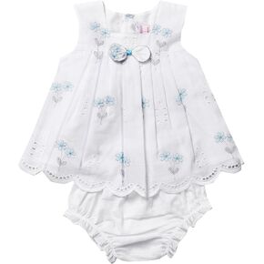 Artisan Embroidery Cotton Baby Girl Dress with Diaper Cover, Baby Girl Photoshoot Outfits, 0-18 Months in 2 Pack or 1 Pack