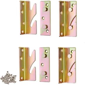4 Sets Bed Rail Brackets Bed Frame Hardware for Connecting to Wood, Headboards and Foot-Boards,Heavy Duty Bed Rail Fittings Bracket with Mounting Screws (Gold)