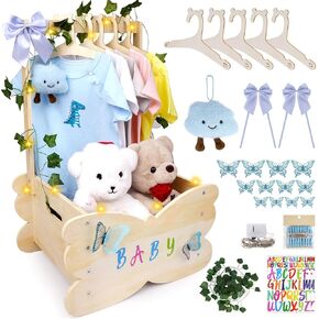 Wooden Baby Shower Crate Close, Baby Wood Crates With Butterfly Decoration Handle Stickers Personalized Baby Gifts, Gifts for Parent Pregnancy