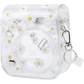 Milltrip Camera Bag, Transparent Small Camera Bag PVC Case with Shoulder Strap for F ujifilm Instax M ini 11/9/ 8 Camera(Transparent Daisy)