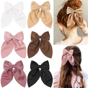 6pcs Satin Hair Bows for Girls Fall Bow Hair Clips Neutral Colors Hair Bow Ribbon Bows Barrettes for Toddlers Kids Hair Accessories for Girls