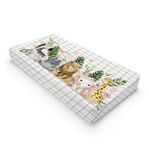 Baby African Safari Animals Changing Pad Cover Lion Elephant Giraffe Hippo Zebra Floral Leaves Baby Changing Table Pad Sheet for Boy Girl Soft Breathable Stretchy Diaper Changing Table Mat 32''x16''