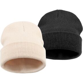 DRESHOW BQUBO 2 Pack Toddler Beanie Hats Baby Winter Hat Soft Baby Beanie Hat Children Knit Warm Cap Kids Hat for Boys Girls