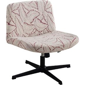Armless Chair Cover Office Desk Chair Cover, Waterproof and Elastic Criss Cross Chair Cover, Exquisite Vanity Chair Cover, Mid Back Wide Seat Accent Chair Covers(Cream,T-Type)