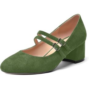 ROSERWISH إمرأة مريح لطيف جولة اصبع القدم اثنين من الأشرطة حزب الجلد المدبوغ مكتنزة كعب منخفض مضخات فستان أحذية 2 بوصة in Kuwait