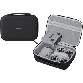 Carrying Case for DJI Neo Fly More Combo Accessories, Portable PU Leather Storage Travel Case for DJI Neo, Compatible with RC-N3 Remote Controller, Three-Battery, Charging Hub