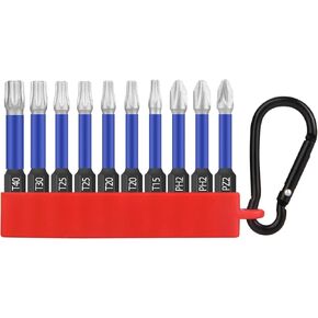 Professional Torx Bit Set 12 Piece, Screwdriver Bit Set T5 - T40, Length 65mm, 1/4" Hex Shank with Storage Box.
