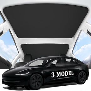 2024 Upgraded Tesla Model 3 Sunshade Roof, UPF200+ Roof Sunshade with Storage Bag, No-Sag & No-Gaps Heat Insulation Foldable Top Windows Windshield Sun Shade, Tesla Model 3 Accessories 2023-2020 White