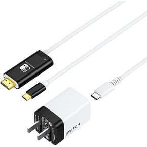 Portable SwitchConnectPro for Nintendo Switch, 2m USB-C to HDMI Cable, Compact GaN Charger, Charging Cable, Ultimate Travel Companion for NS/OLED Console, Black