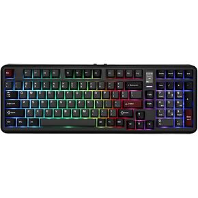 Vibe99 Wireless Gaming Keyboard with 1.06’’ Screen, 100 Keys Gasket Mechanical Keyboard, Hot Swappable Creamy Keyboard with BT5.0/2.4GHz/USB-C, 5-Layer Padding, RGB, NKRO for Win/Mac (Blue)
