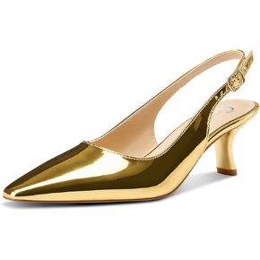Castamere Womens Slingback Kitten Heels Close Square Toe Slip-on Dress Pumps Prom Wedding Sandals 2.4 Inches Heels