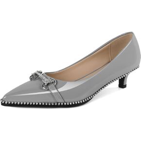 YODEKS Women Low Kitten Heel Pumps Slip On 1.5 Inch Pointed Toe Rhinestones Buckle Shoes Size 5-13 in Kuwait