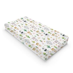 African Safari Animals Changing Pad Covers Elephant Zebra Hippo Leopard Snake Cactus Trees Rainbow Diaper Change Table Sheets for Boy Girl Soft Stretch Fitted Baby Changing Table Pad Mats 32''x16''