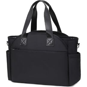 Diaper Bag Tote, 12 Pockets, Insulated & Waterproof Pockets, Black