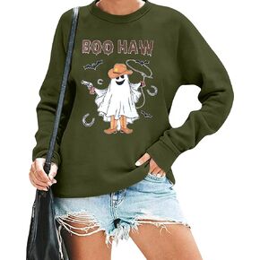 سويت شيرت نسائي من Halloween Ghost قمصان Boo JEE Ghost للموسم المخيف، سترة شبح، بأكمام طويلة، بلوفر علوي