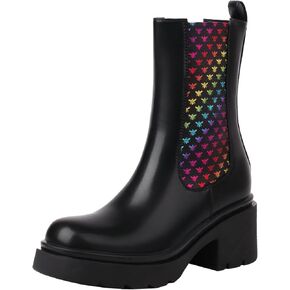 vivianly Womens Chelsea Boots Lug Sole Platform Mid Calf Boots Elastic Slip on Boots Block Heel Ankle Boots for Casual Wear, Costume