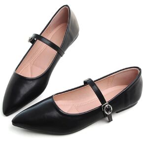 Dear Time Women's Vintage Mary Jane Shoes Ankle Strap Square Toe Flats Uniform Dress Shoes Ballet Flats