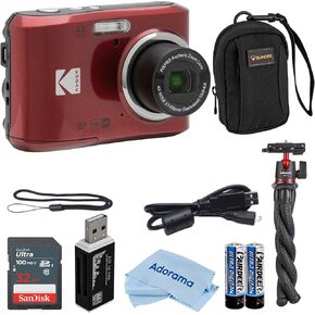 Kodak PIXPRO FZ45 Friendly Zoom 16MP Full HD Digital Camera, Bundle with 32GB Memory Card and Camera Bag, Flexible Tripod, and Card Reader (Blue)