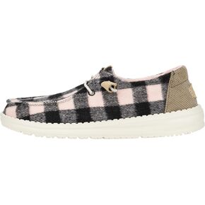 Hey Dude Wendy Buffalo Plaid Pale Pink/Black Size 10, Women’s Shoes, Women’s Slip-on Loafers, Comfortable & Light-Weight