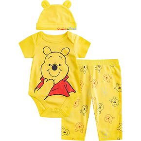 Disney Winnie the Pooh Baby Boys Bodysuit with Pants and Hat 3 Pack Set for Infant