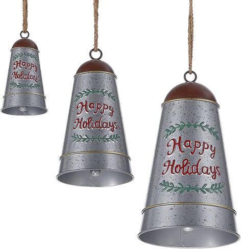Antique Gold Harmony Bells Set of 3, Metal Cow Bells on Jute Rope, Vintage Rustic Christmas Hanging Bells for Crafts, Christmas Cowbells Ornaments for Indoor Outdoor Garden Door Home Decor in Saudi Arabia