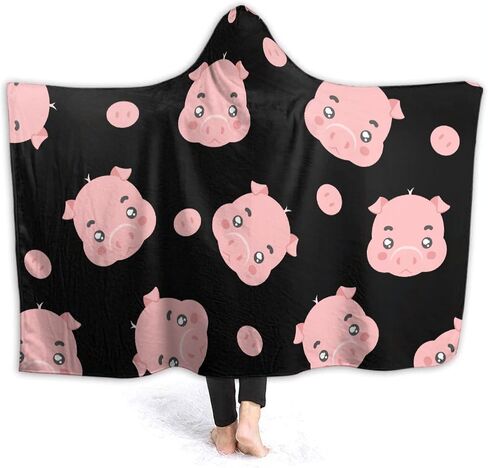 ARAHANT Cute Hippo Hooded Blanket, Cartoon Animal Hooded Blanket, Hippopotamus Gift for Kid, Medium 50'' x 60'' for Teen, Flannel Soft and Comfortable in Saudi Arabia