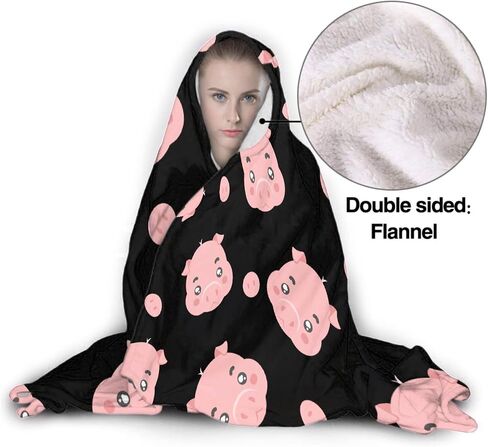 ARAHANT Cute Hippo Hooded Blanket, Cartoon Animal Hooded Blanket, Hippopotamus Gift for Kid, Medium 50'' x 60'' for Teen, Flannel Soft and Comfortable in Saudi Arabia